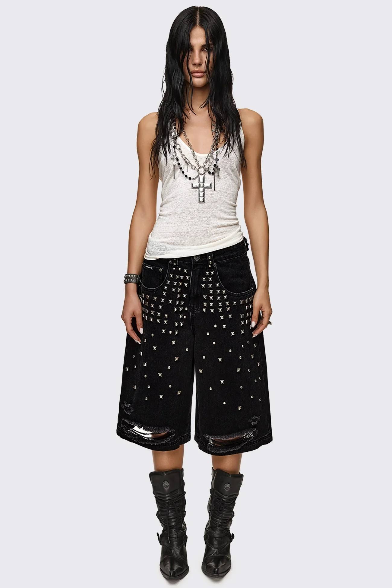 Brat Studded Distressed Jorts - Image 2
