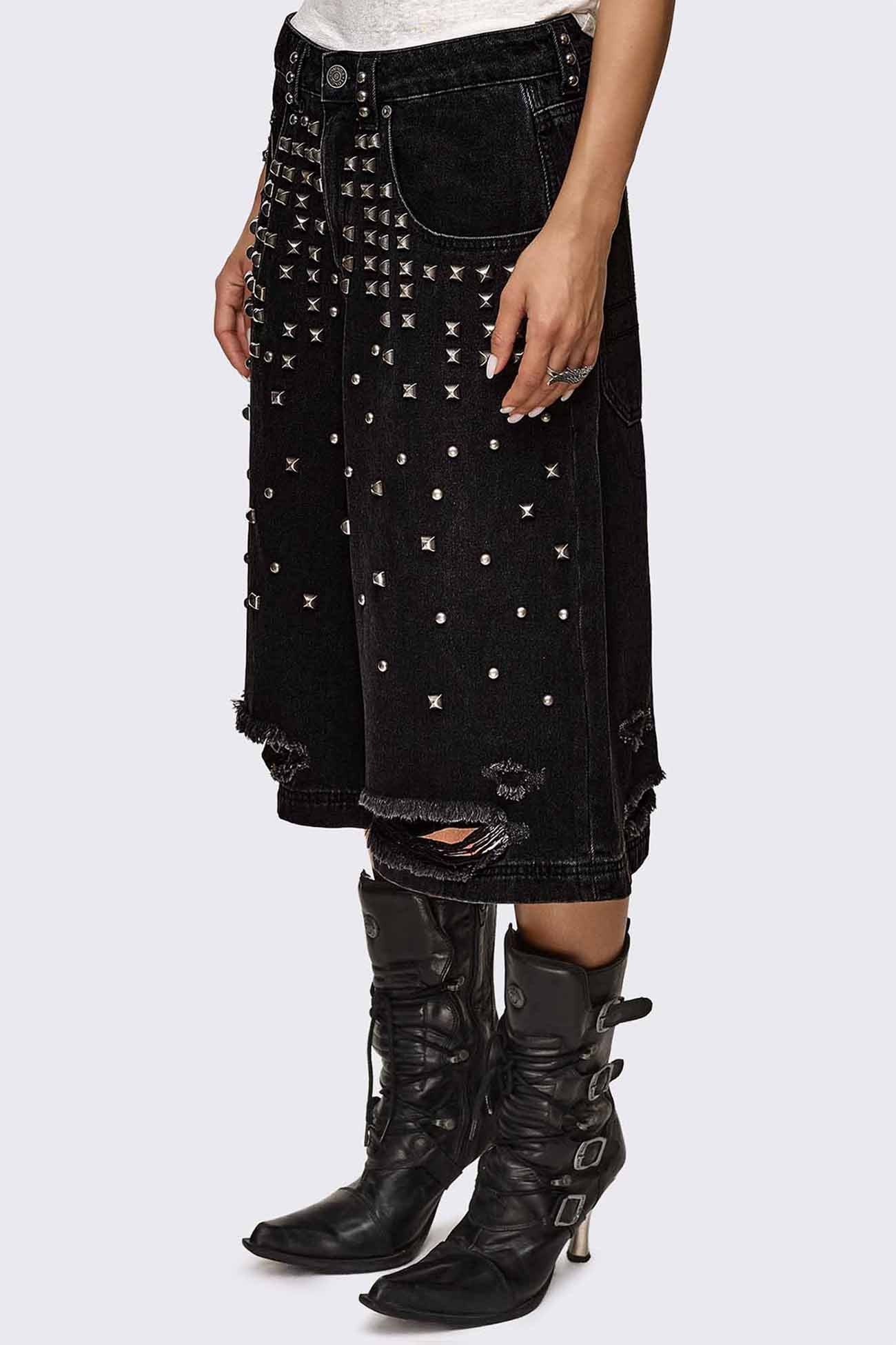 Brat Studded Distressed Jorts - Image 5