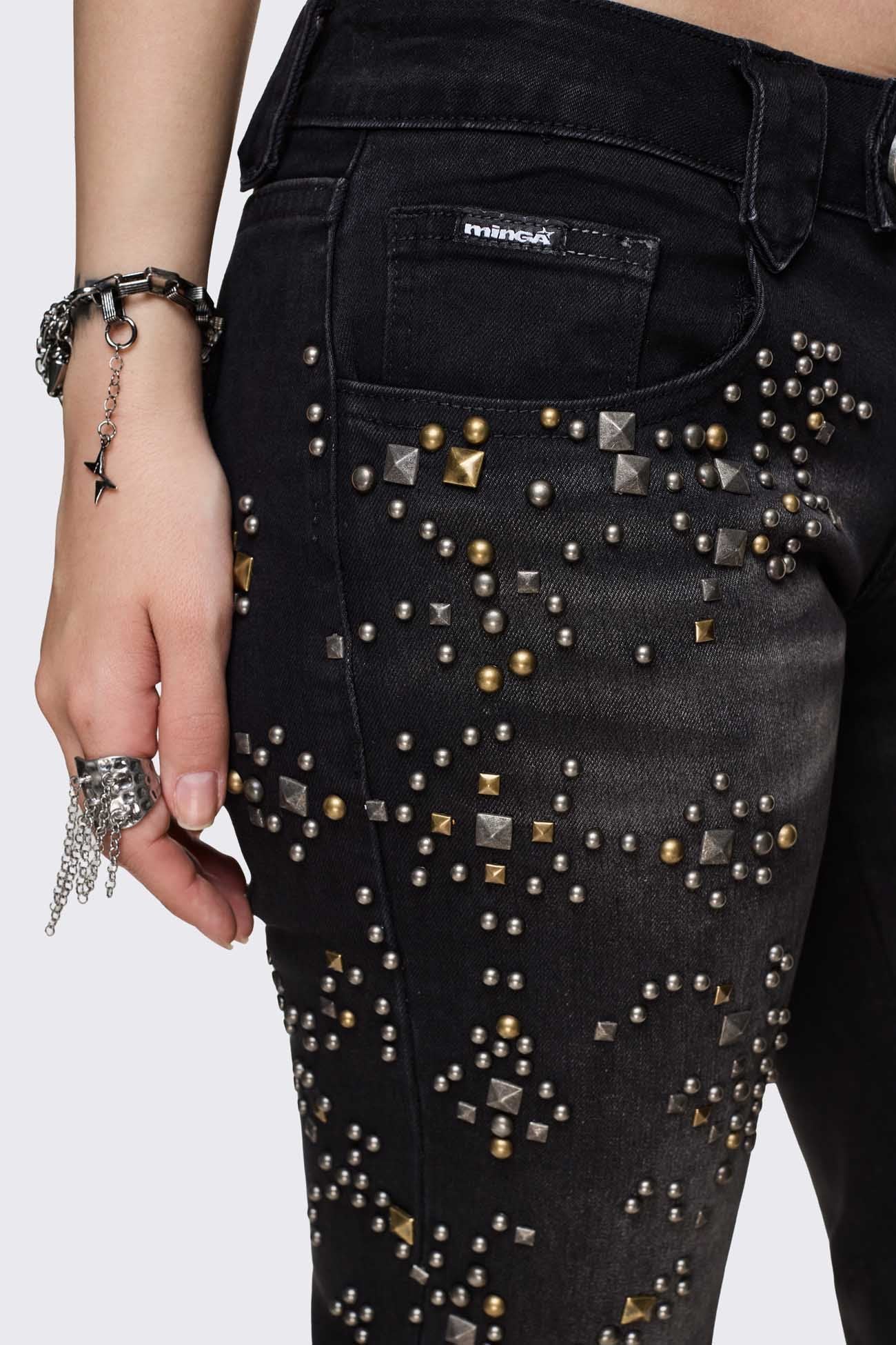 Brielle Studded Flared Jeans - Image 3