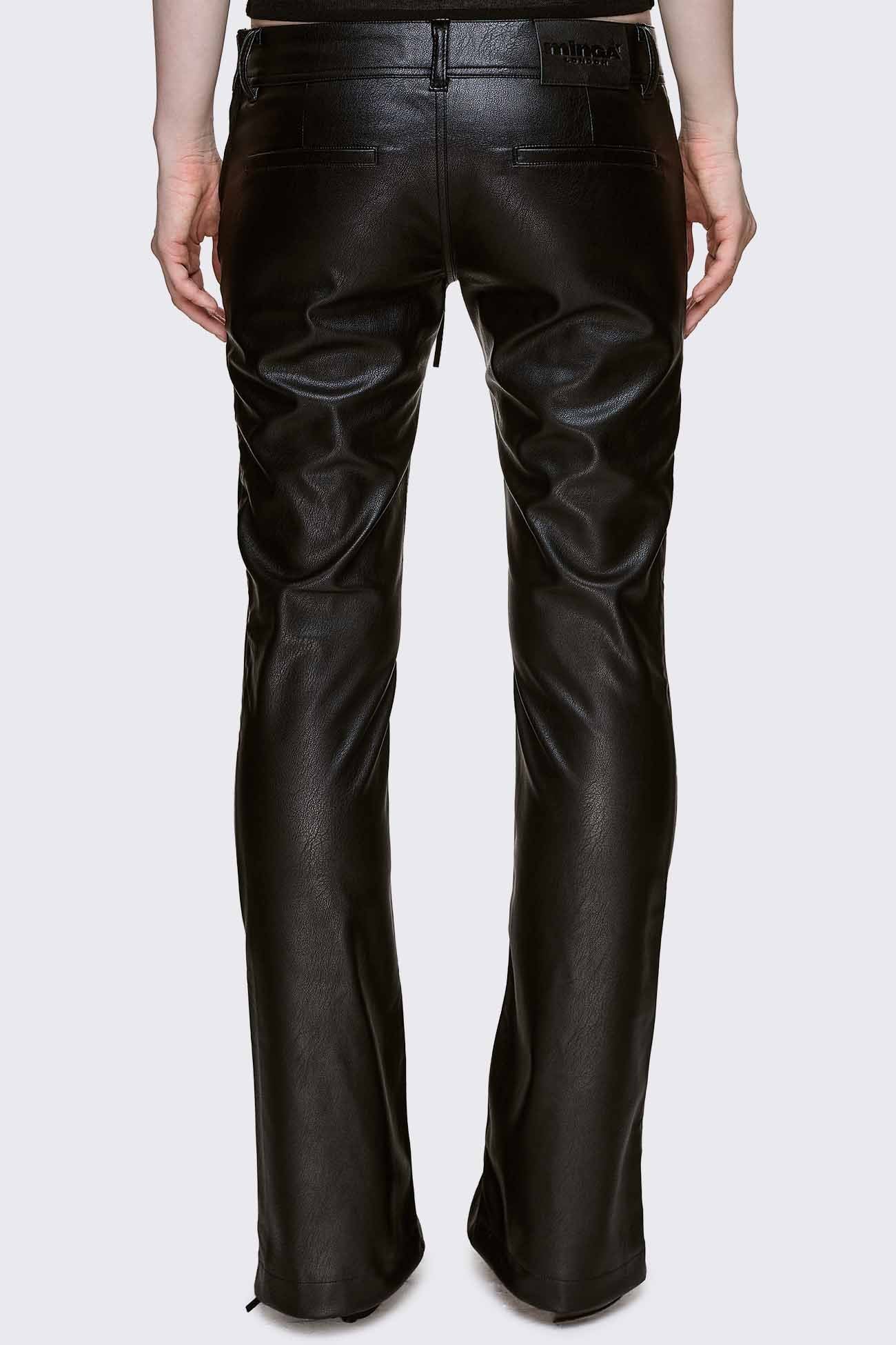Deb Lace-Up Faux Leather Flared Pants - Image 5