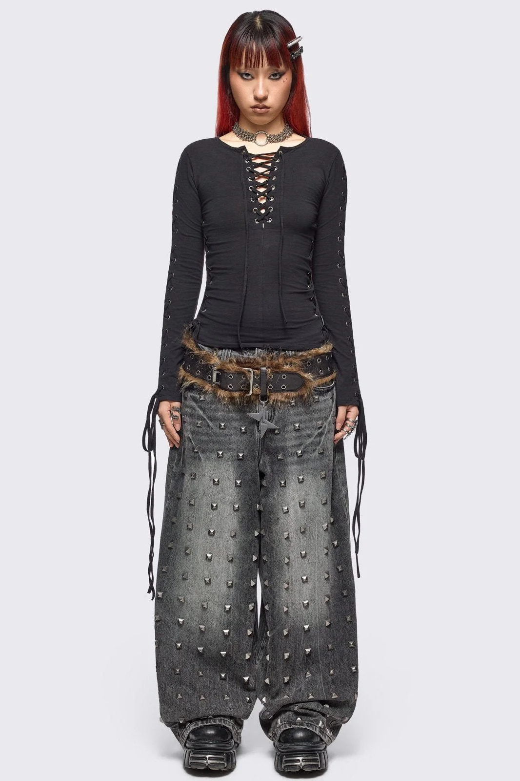 Khaela Black Lace-Up Top - Image 3