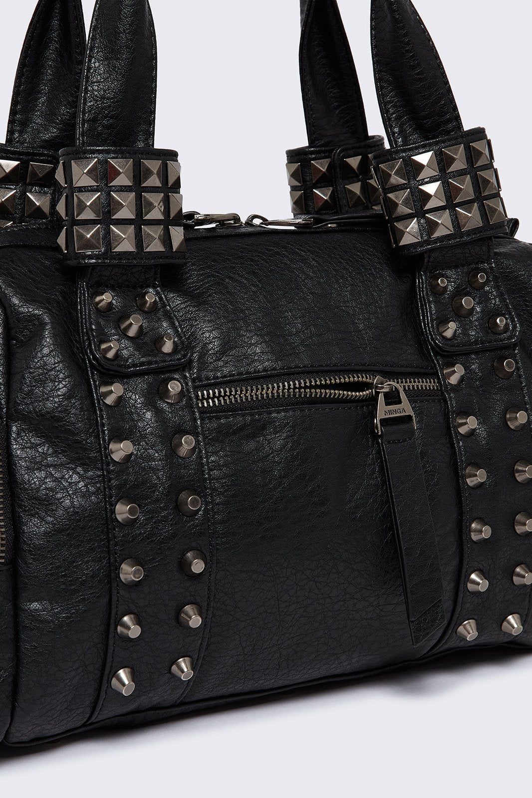 Myrrh Black Studded Faux Leather Shoulder Bag - Image 6