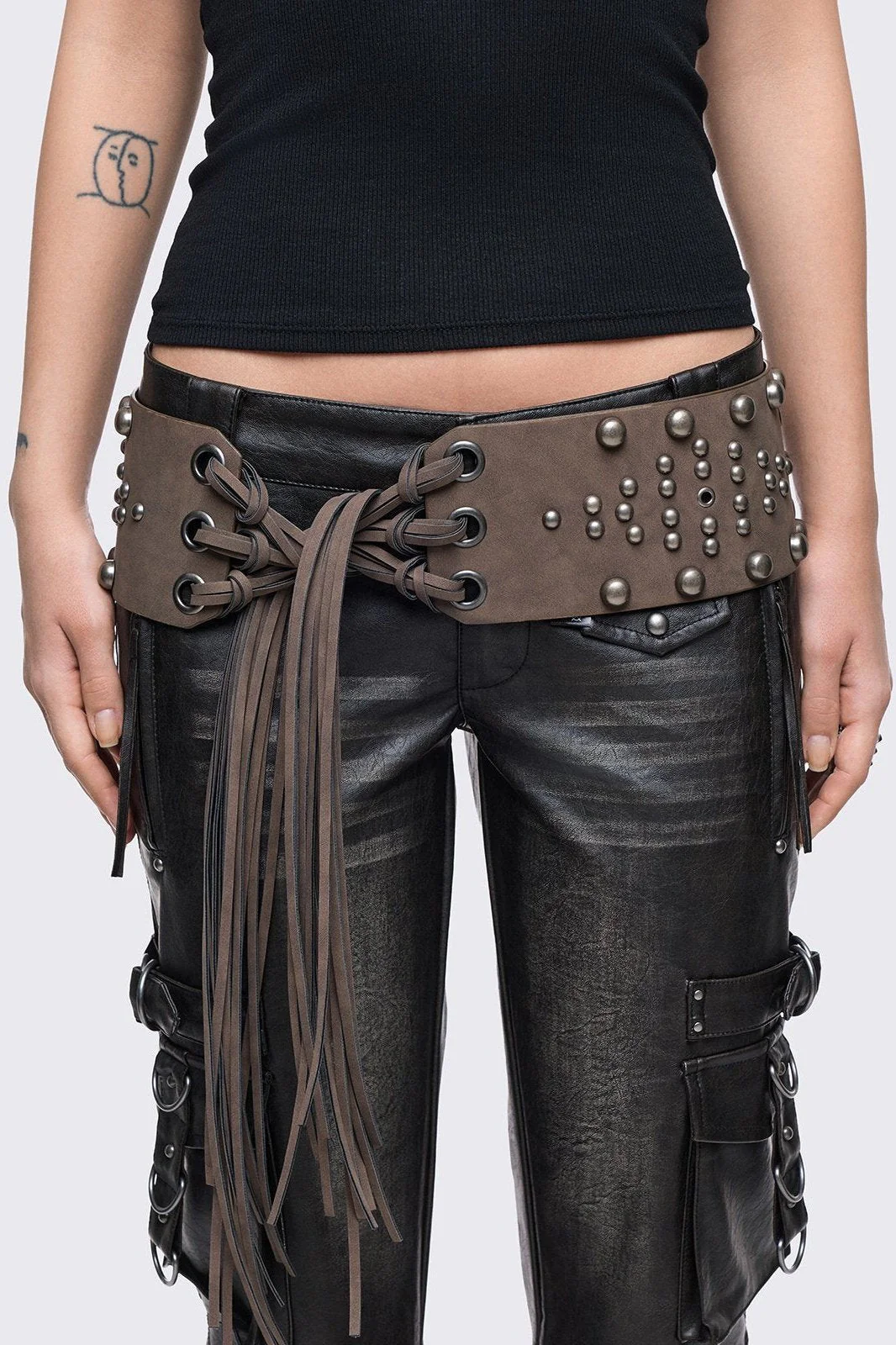 Petra Brown Fringe Belt