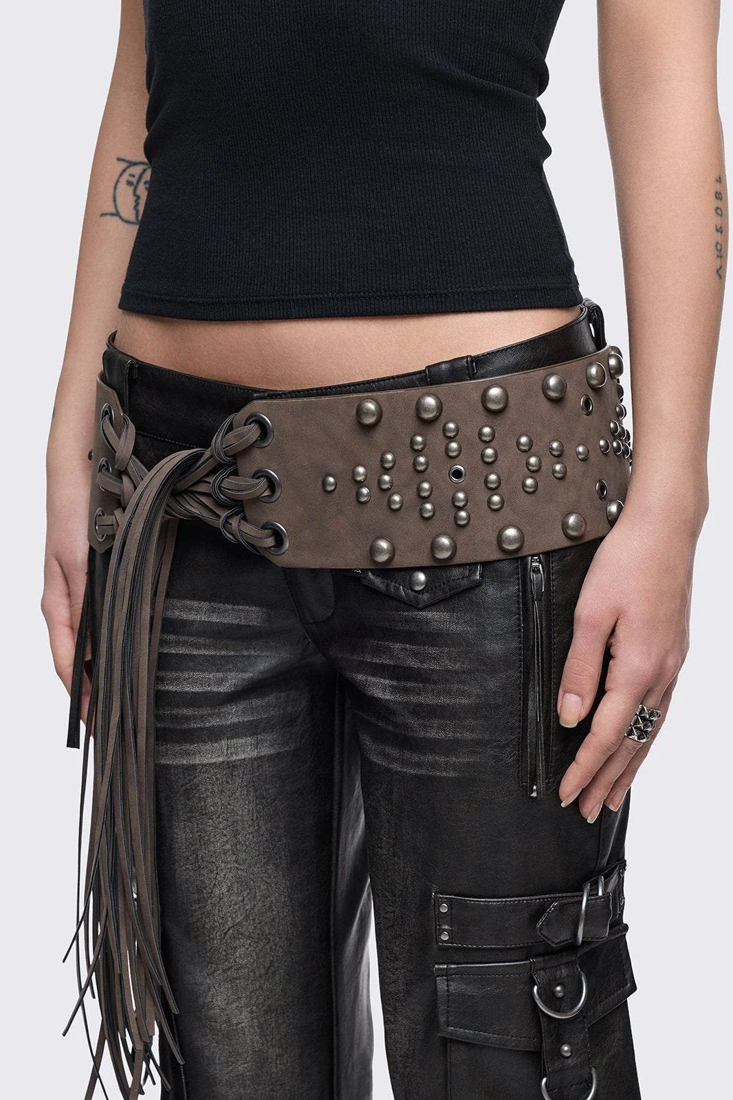 Petra Brown Fringe Belt - Image 2