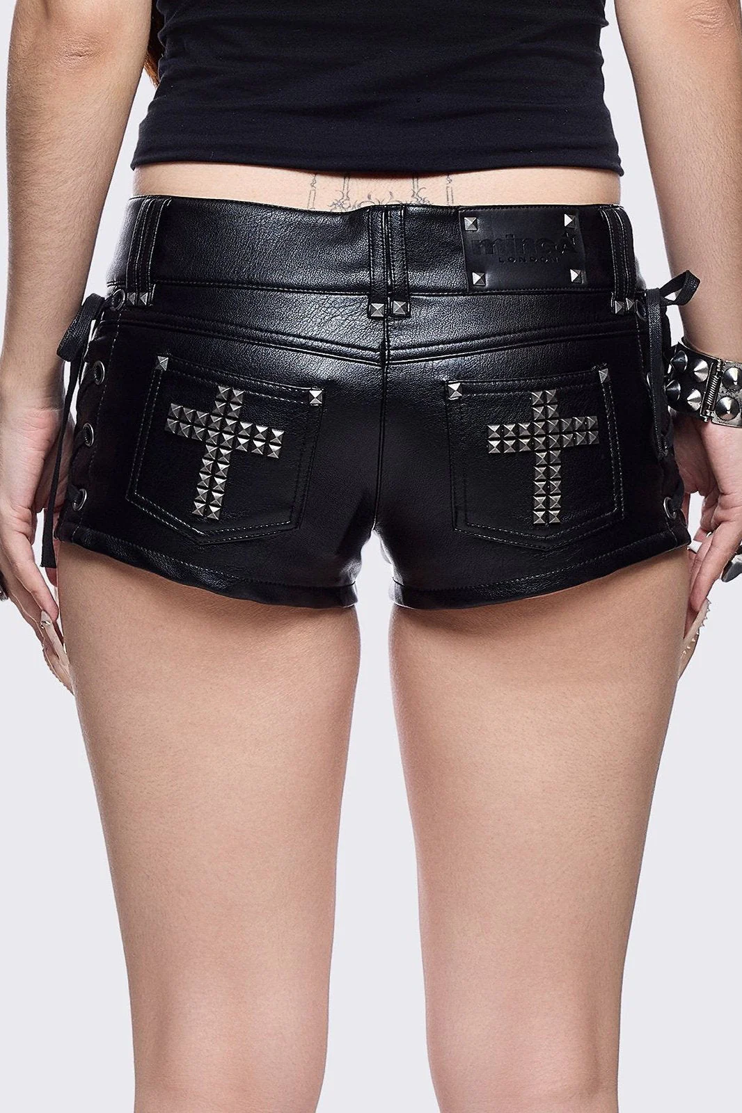 Savage Mini Faux Leather Shorts - Image 4