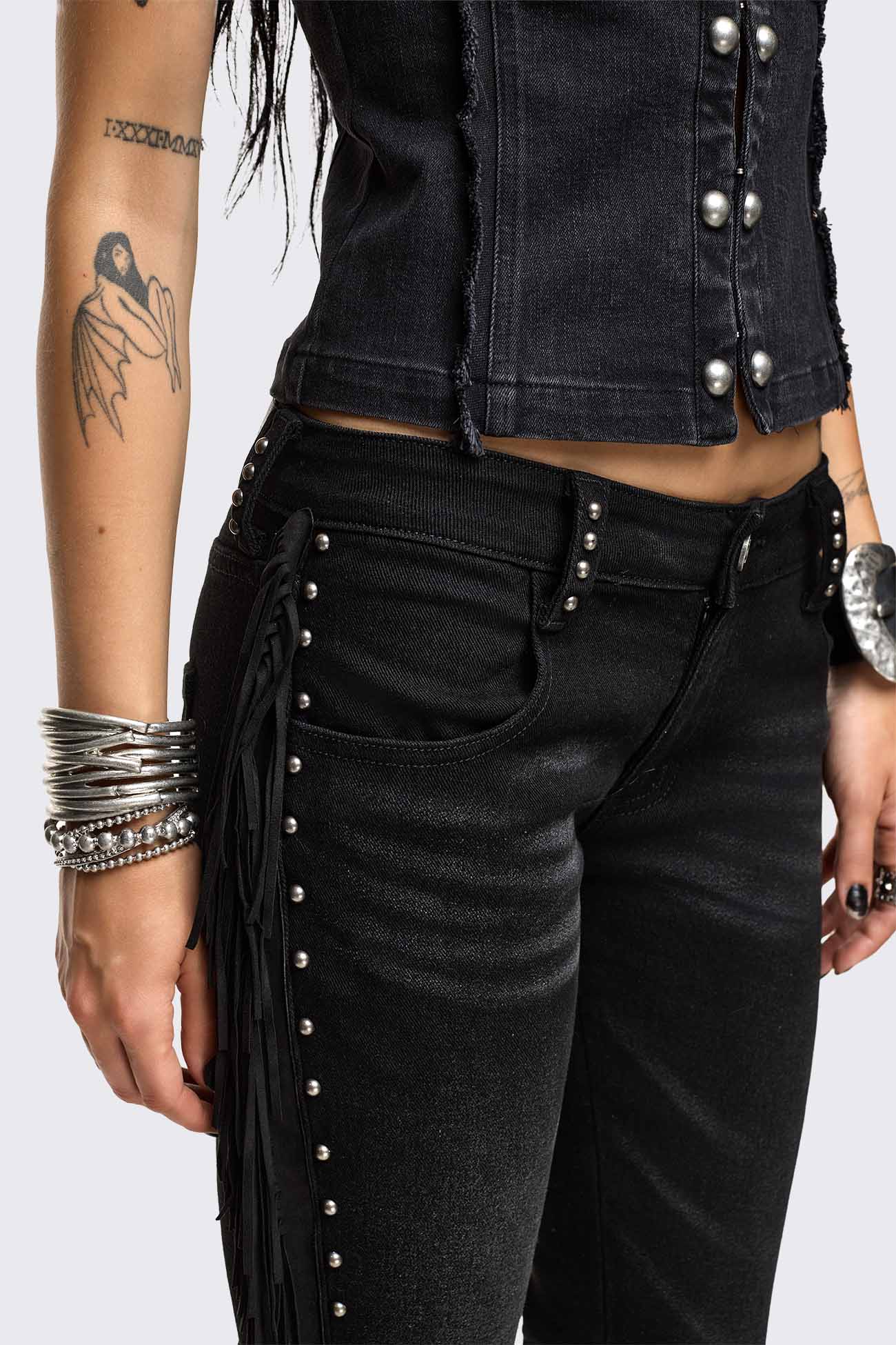 Sierra Fringe Flared Jeans - Image 3