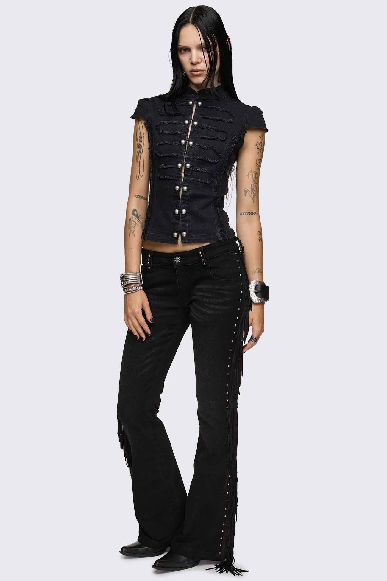 Sierra Fringe Flared Jeans - Image 8