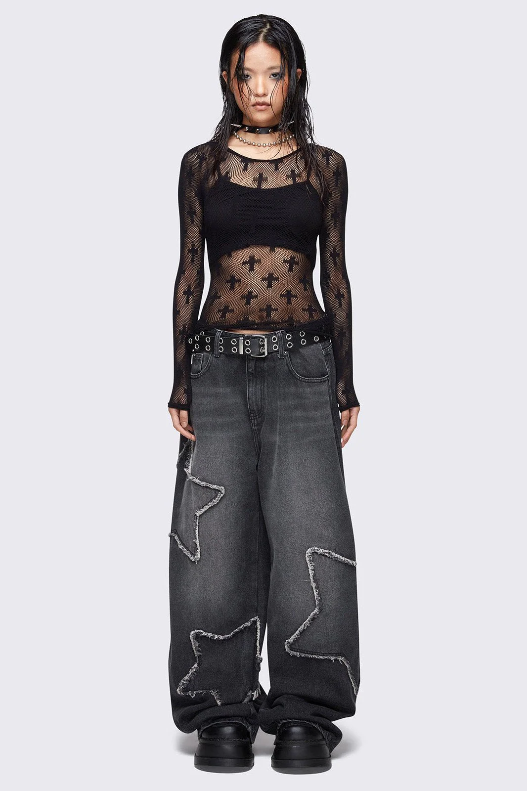 Starburst Black Baggy Jeans - Image 6