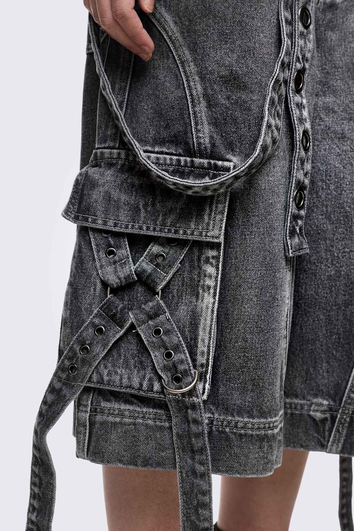 Trek Grey Washed Cargo Jorts - Image 3