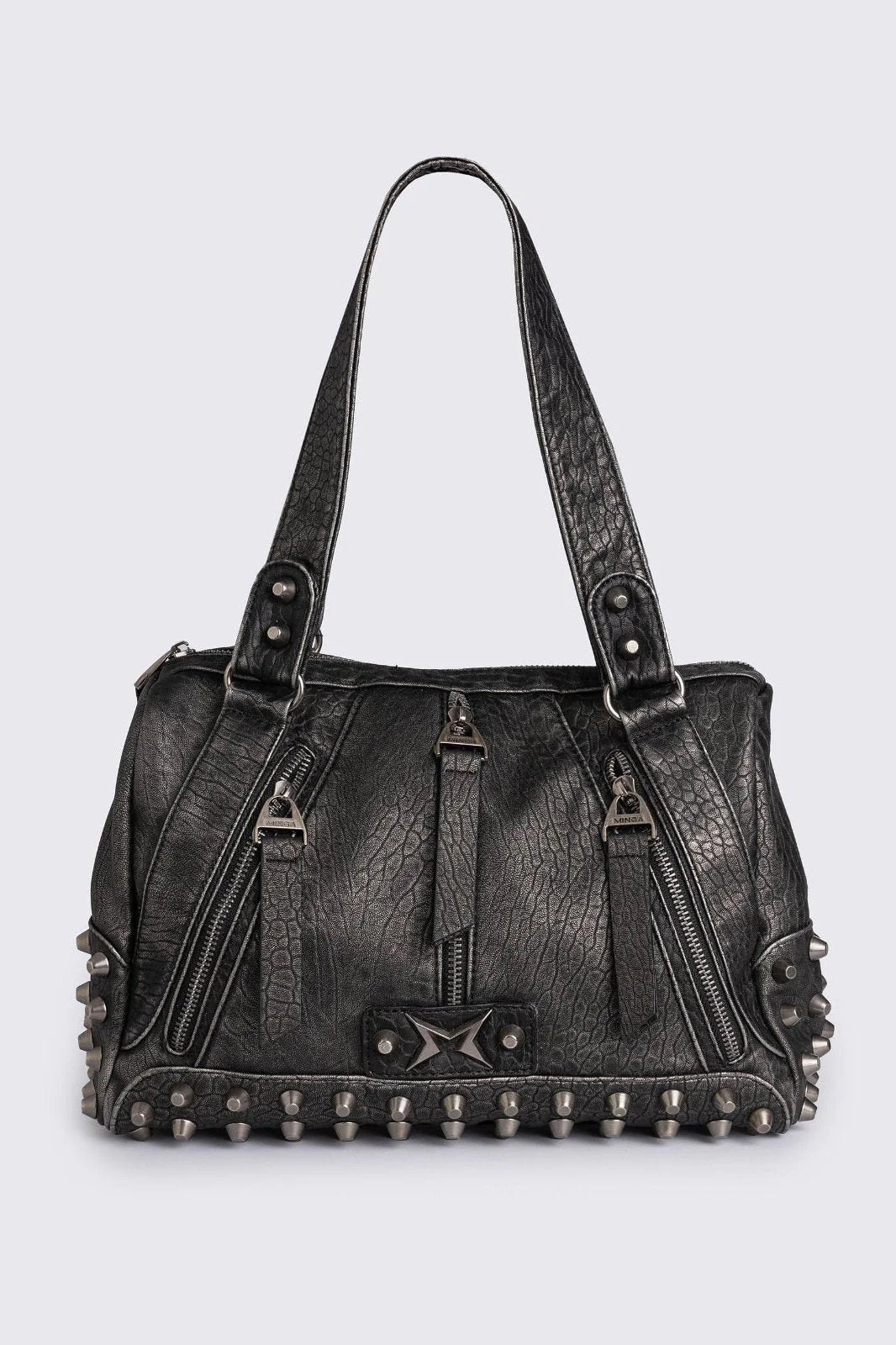 Xena Studded Faux Leather Shoulder Bag